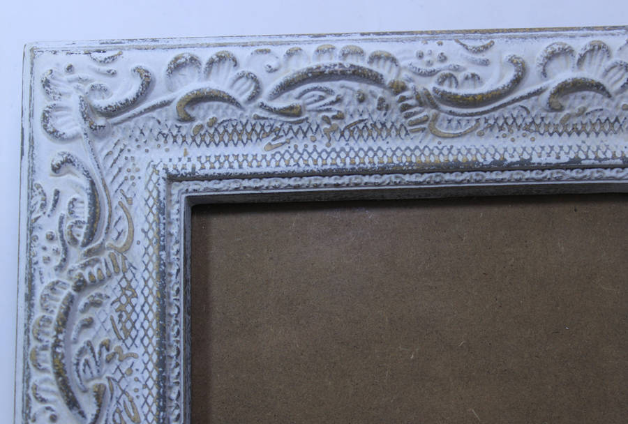 Two Distressed White Photo Frames With Stands