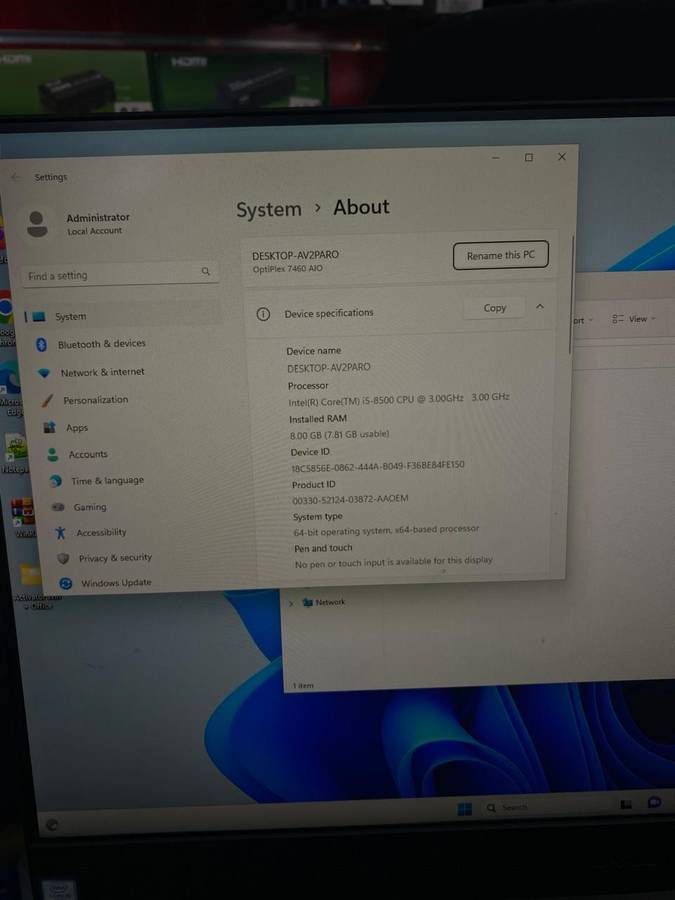 Dell OptiPlex 7460 i5 8th Gen 256GB SSD- 23.8 All-in-One