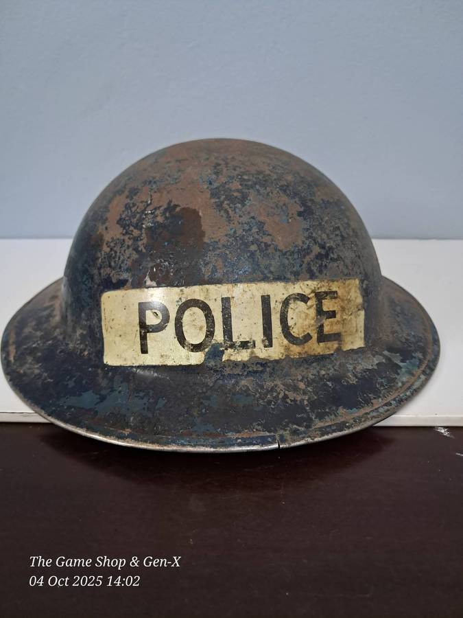 Antique 1940's Steel Police Brody Hat - No inner