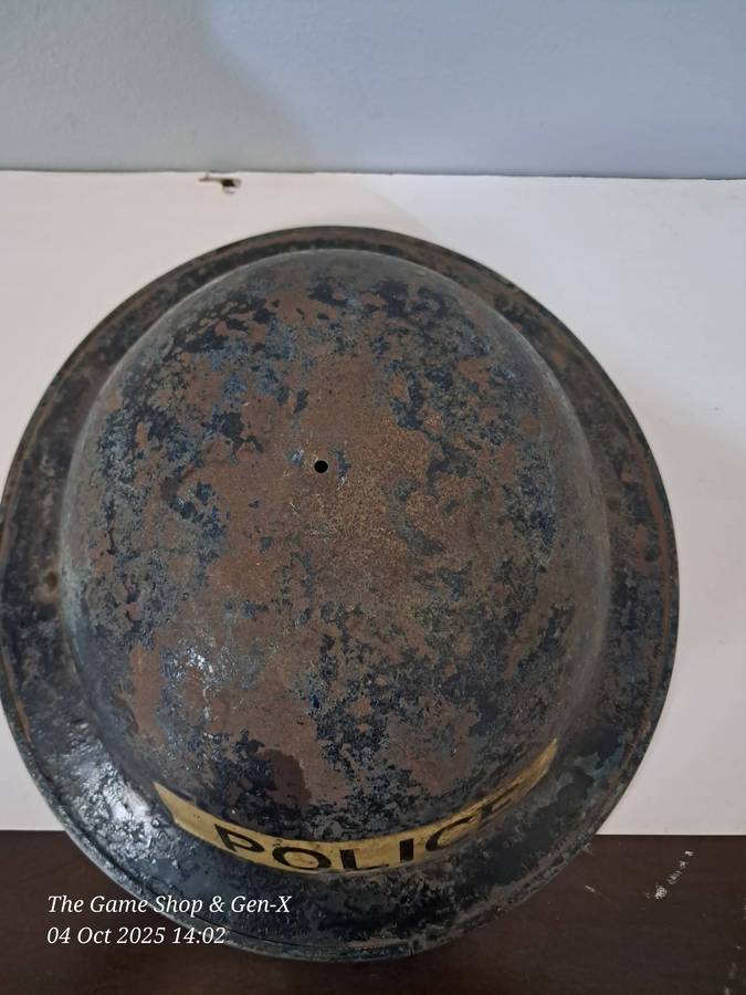 Antique 1940's Steel Police Brody Hat - No inner