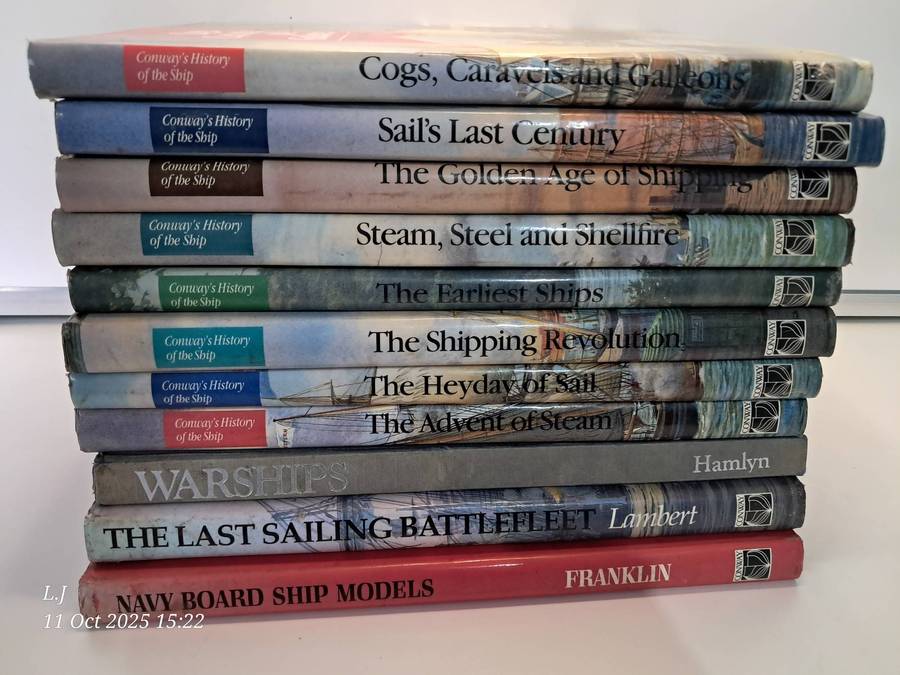 Nice selection of books about old ships and war ships from the 1990's