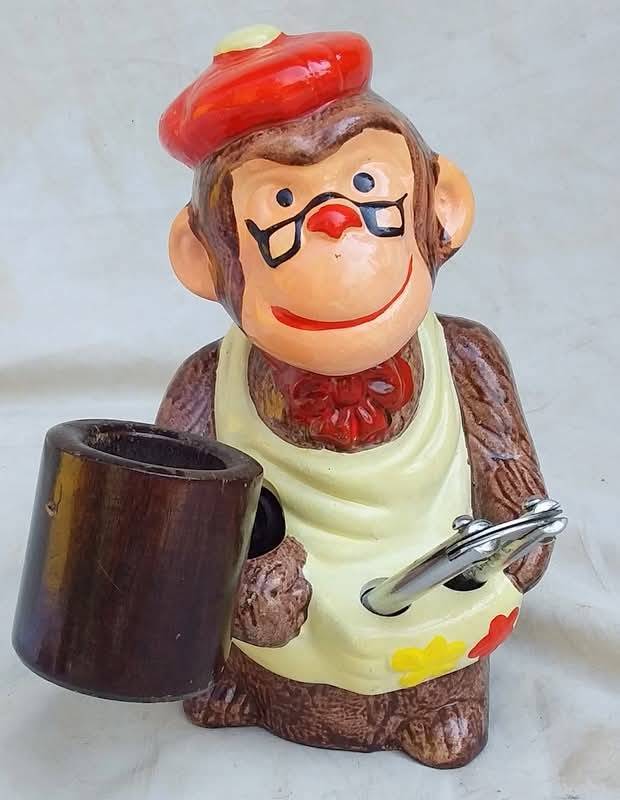 Ceramic Monkey Themed Nut cracker stand