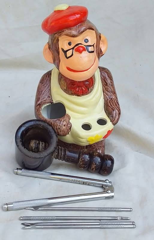 Ceramic Monkey Themed Nut cracker stand