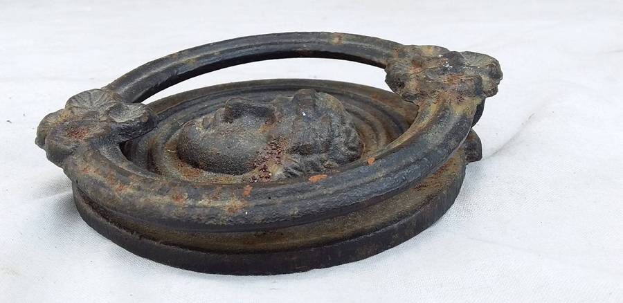 Victorian Era Antique small Cast Iron Figural Door Knockers.