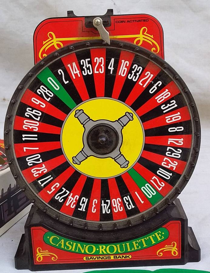 Vintage 1960's Made in Japan Coin Activated Casino Roulette Savings Bank