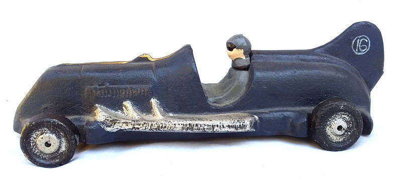 Large Vintage Reproduction of a 1930's Cast Iron No 16 Racer Toy Car