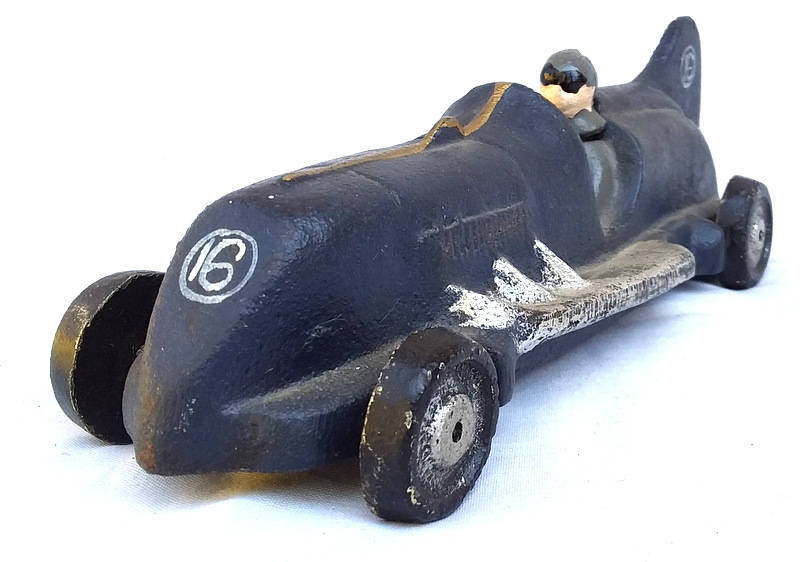 Large Vintage Reproduction of a 1930's Cast Iron No 16 Racer Toy Car