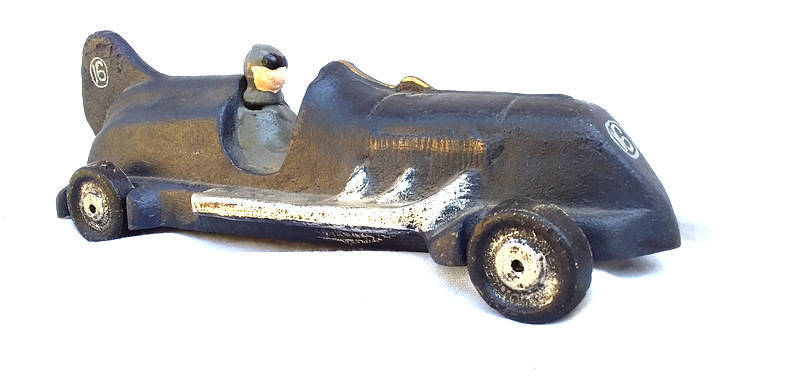 Large Vintage Reproduction of a 1930's Cast Iron No 16 Racer Toy Car