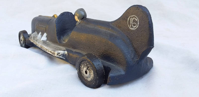Large Vintage Reproduction of a 1930's Cast Iron No 16 Racer Toy Car