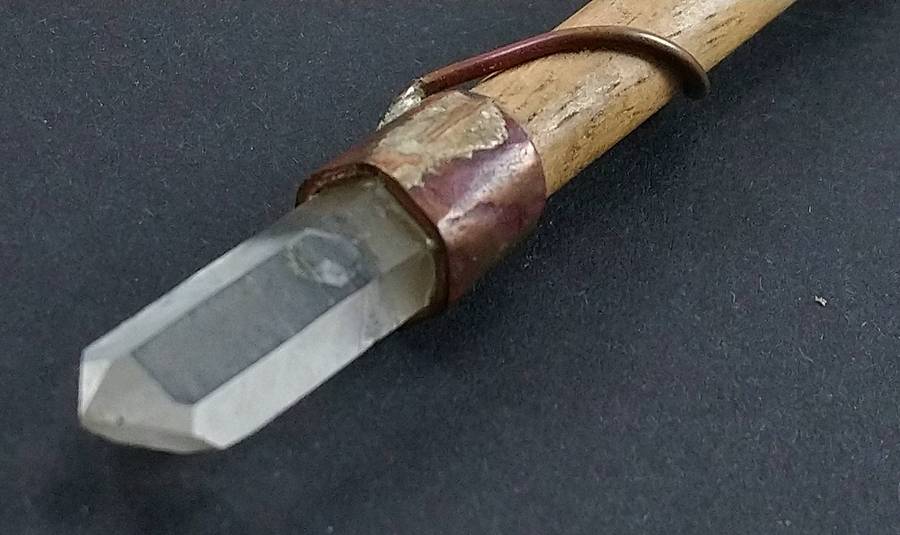 Handcrafted Genuine Clear Quartz, Tigers-Eye and Wood Healing Wand.