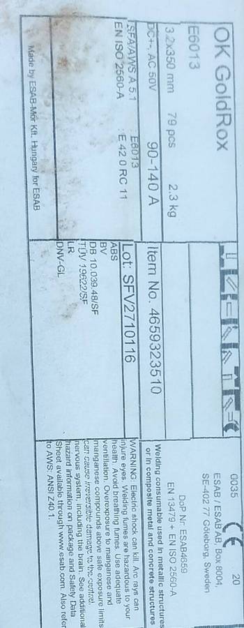 ESAB OK GoldRox E6013 welding electrodes