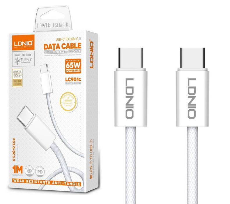 LDNIO LC901C USB C PD 65W Charging Data Cable for iPhone, Android & Laptop