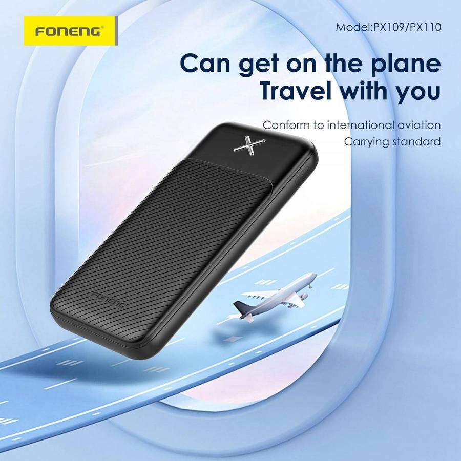10,000mAh Dual USB output fast charging power bank black PX109