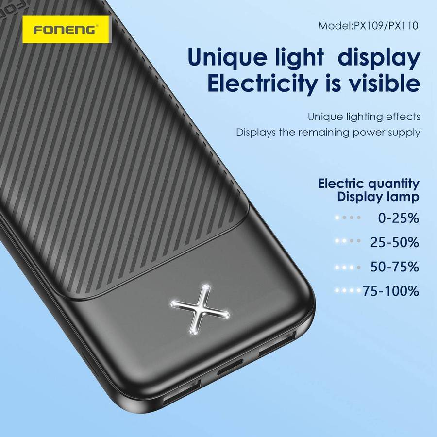 10,000mAh Dual USB output fast charging power bank black PX109