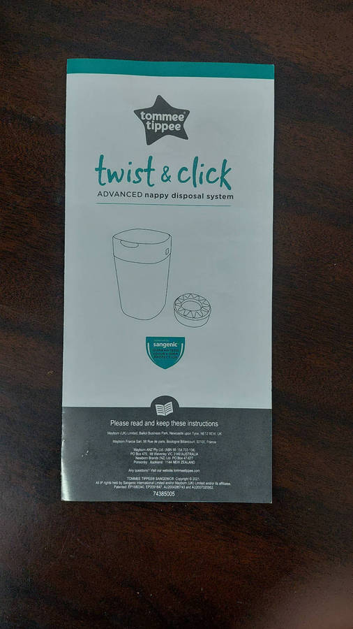 Tommee Tippee Twist And Click Advanced Nappy disposal Bin Cotton white