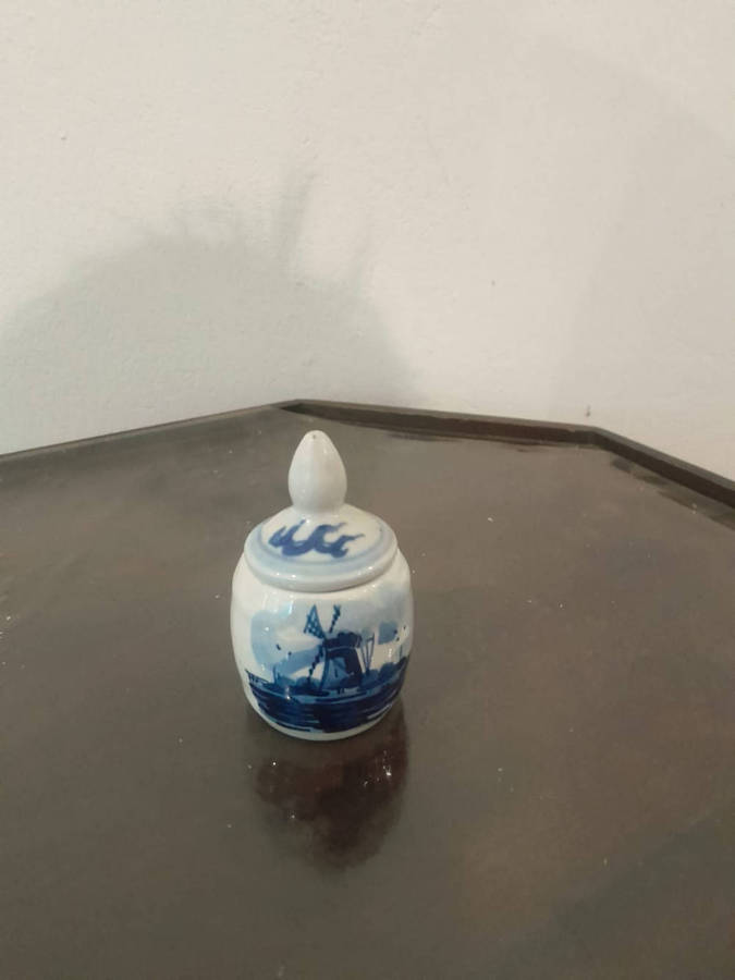 Miniature Delft vintage ornament/miniature sugar container
