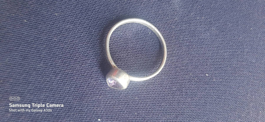 Vintage Amethyst Sterling Siver Dainty Teardrop Ring