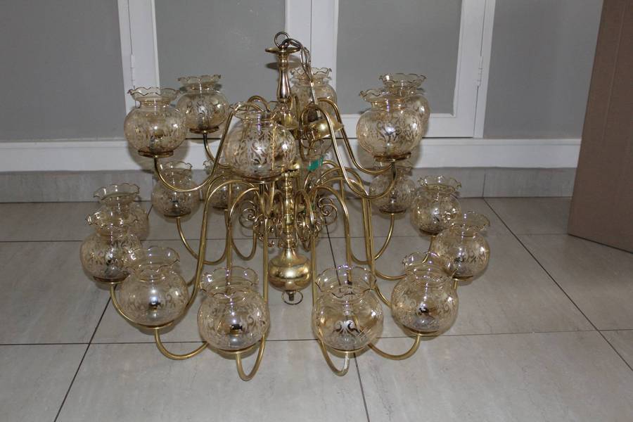 Brass Chandelier 18 Light 2 x Tier dated 1970