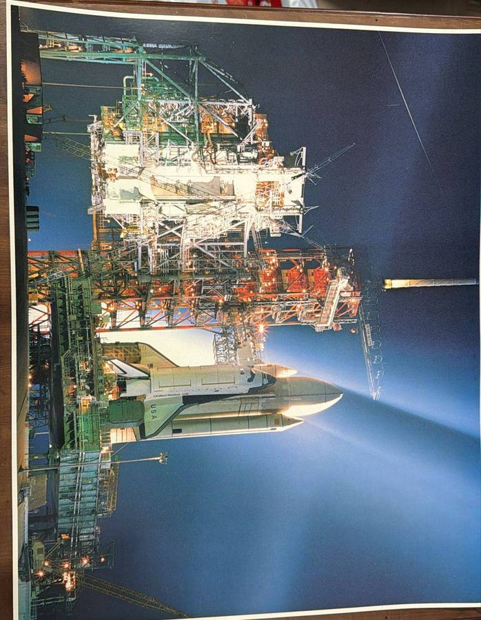 Space Shuttle Collection Posters - Timed exposure of the shuttle at Launch Pad A