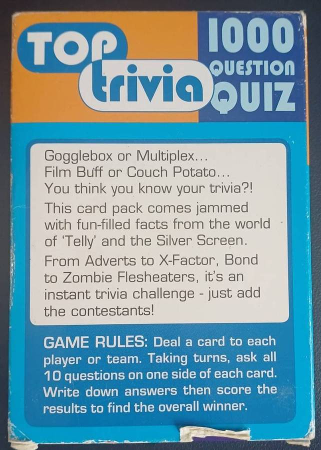 Top 1000 Trivia TV & Film Quiz  Complete Set (Used)