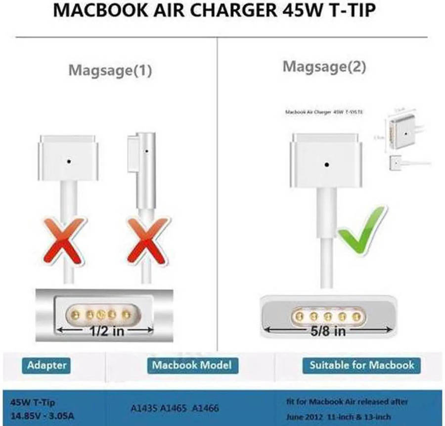 45W MacBook Air Charger Replacement  T-Tip Connector | NEW