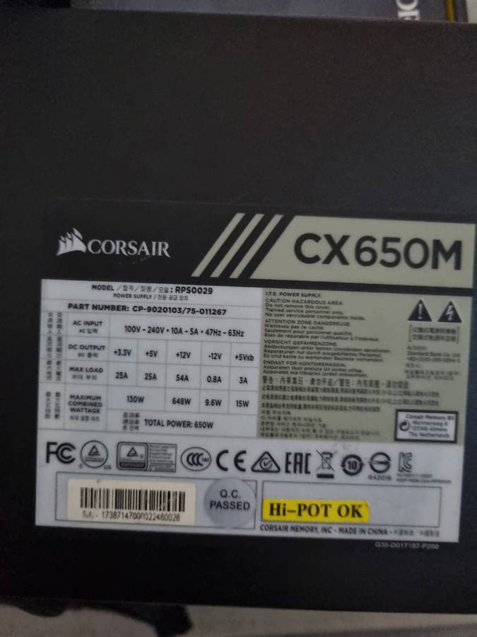 Corsair cx650m 650watt psu