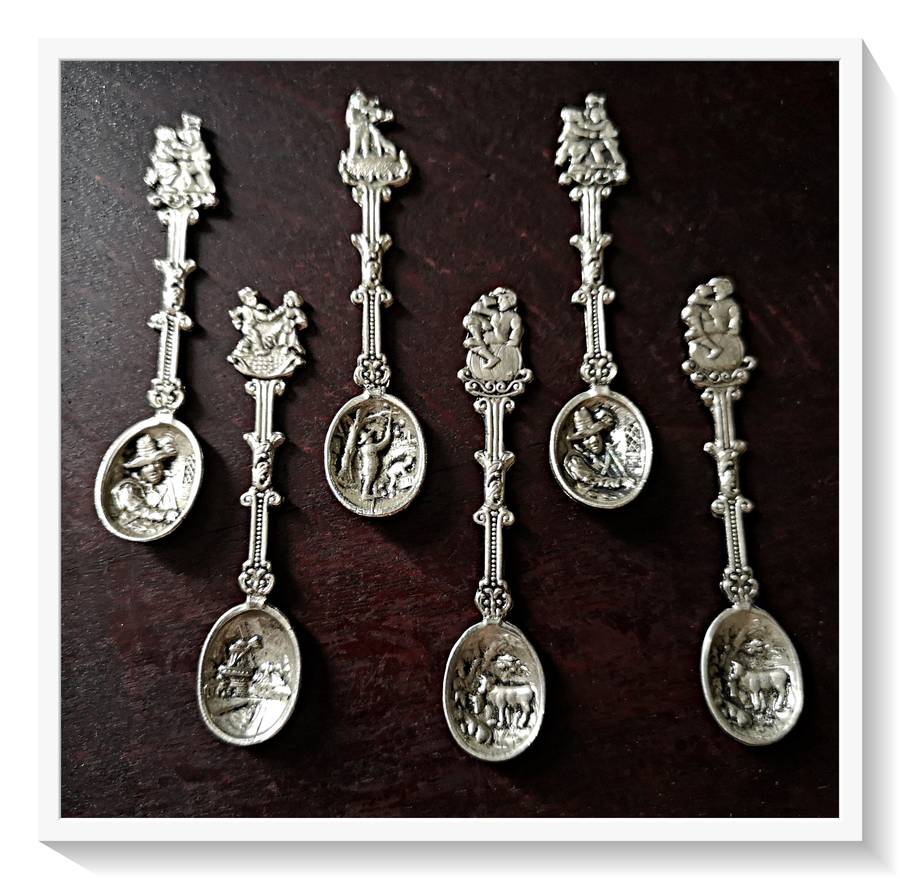 A Set of Six Ornate and Delicate Vintage Teaspoons - Made in Holland - In Beautiful Condition***