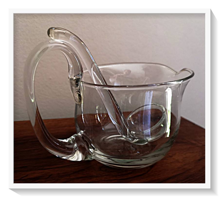 A Vintage Clear Glass Jug with Thick Murano-esque Glass Scooping Spoon - An Unusual Find ***