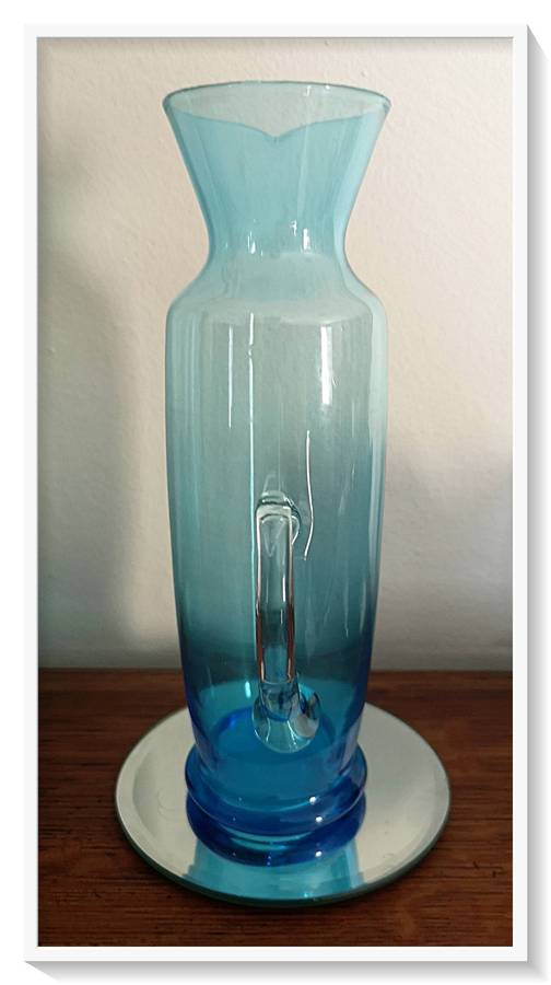 Beautiful Vintage Cyan Blue Glass Pitcher Pitcher - Dimensions 200mm by 90mm in Mint Condition