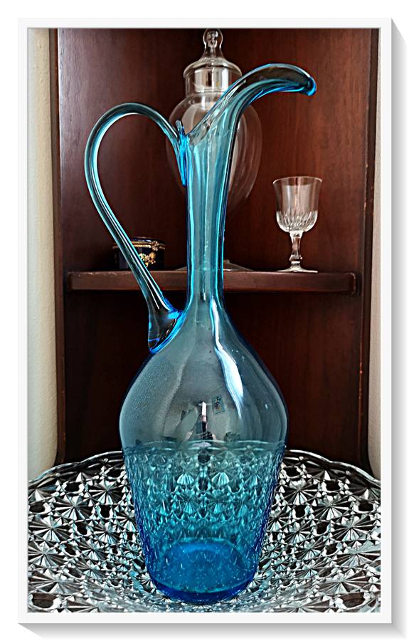 Flowing Blue Glass Vase - Large Plantative Organic Style - Dimensions 380MM X 160MM - Rare Find*