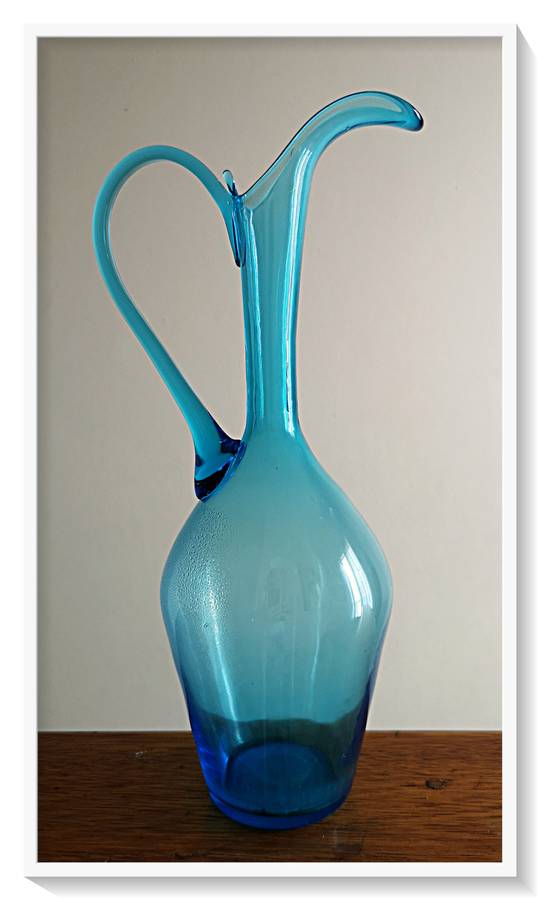 Flowing Blue Glass Vase - Large Plantative Organic Style - Dimensions 380MM X 160MM - Rare Find*