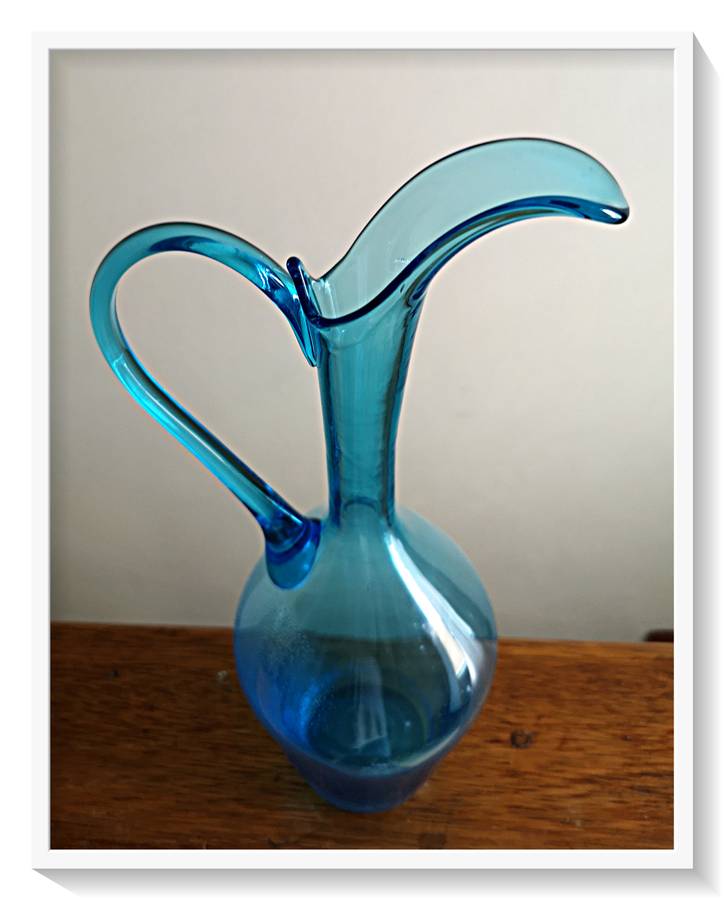 Flowing Blue Glass Vase - Large Plantative Organic Style - Dimensions 380MM X 160MM - Rare Find*