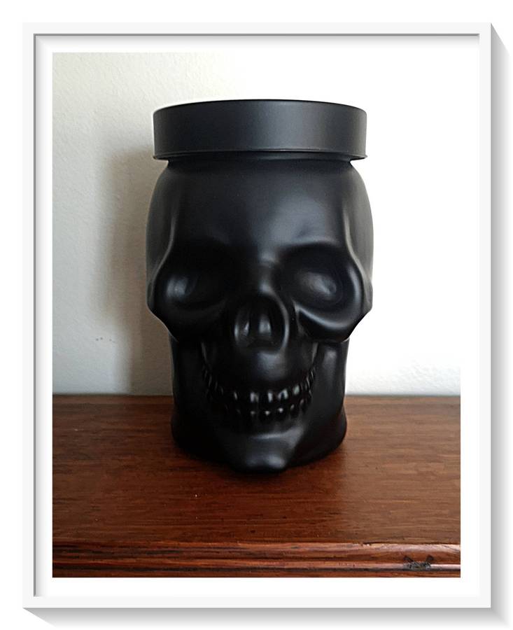 Large Black Glass Skull Cookie or Sugary Treats Container with Screw on Lid - A Dark and Quirky Gift