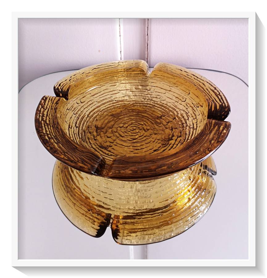 Large Thick Retro Honey Yellow Ashtray in Mint Condition - Diameter 220mm - No Chips or Cracks