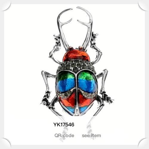 Metallic Green Blue Red and Silver Stag Beetle Brooch for the Eccentric Man or Woman *****