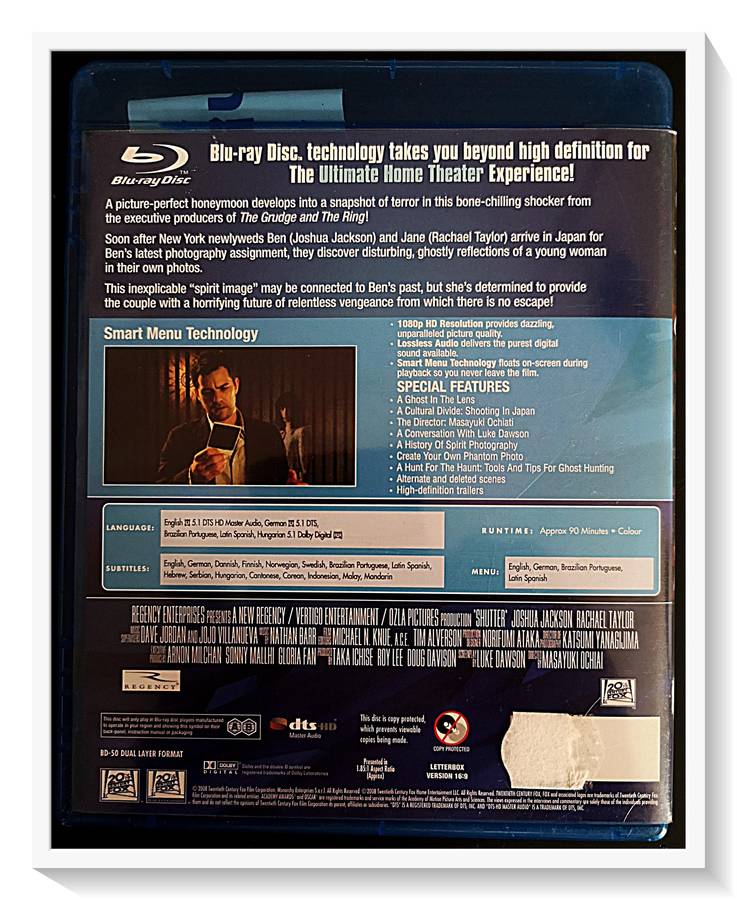 Shutter - Blu-Ray - Genre Horror - Special Extra Features - Disc and Casing in Very Good Condition