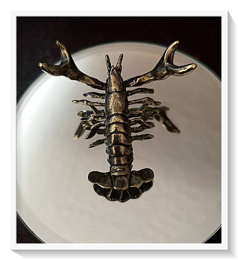 Small Copper or Iron Lobster with Outward Nippers to Serve as a Pen or Pencil Holder Gift*