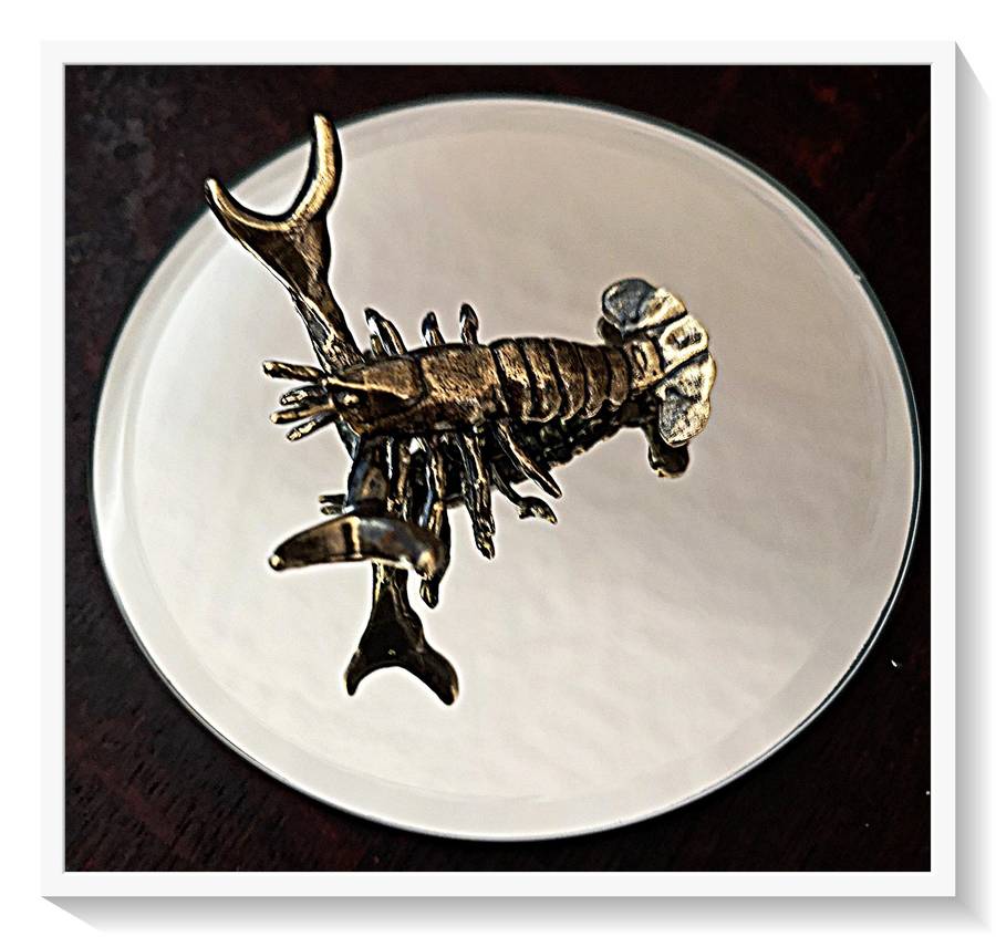 Small Copper or Iron Lobster with Outward Nippers to Serve as a Pen or Pencil Holder Gift*