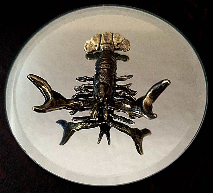 Small Copper or Iron Lobster with Outward Nippers to Serve as a Pen or Pencil Holder Gift*
