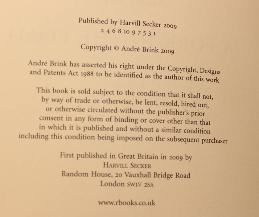 A Fork in The Road A Memoir by Andre Brink First Edition Hard Book