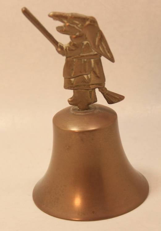 Vintage Flying Witch With Broom Brass Bell