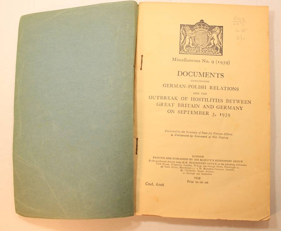 Documents Concerning German Polish Relations 1939 (British Foreign Affairs) Softcover Book