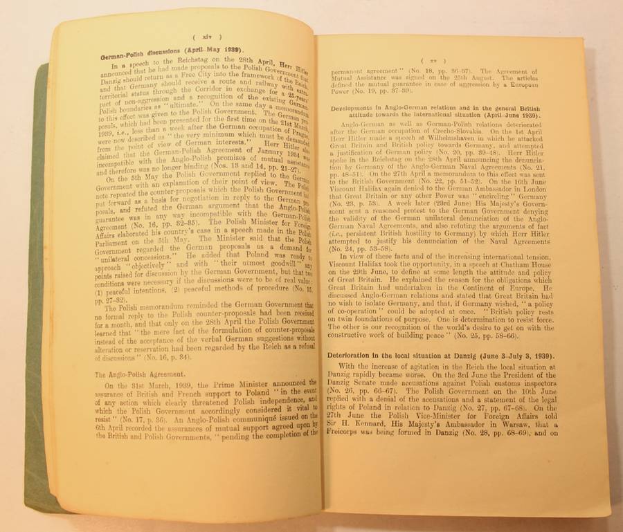 Documents Concerning German Polish Relations 1939 (British Foreign Affairs) Softcover Book