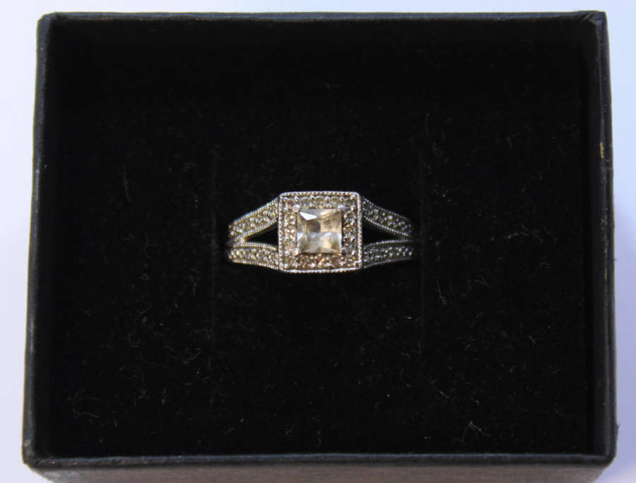 American Swiss Certified CR White Sapphire and Sterling Silver Ring