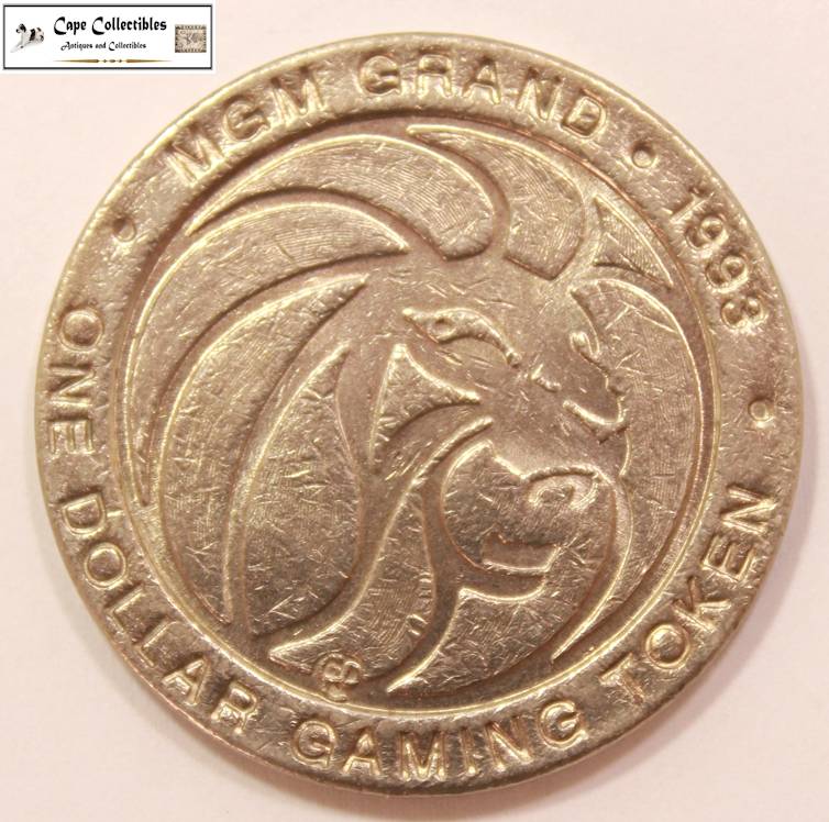 MGM Grand Las Vegas Nevada 1 Dollar Gaming Token 1993 Dina Coin Circulated