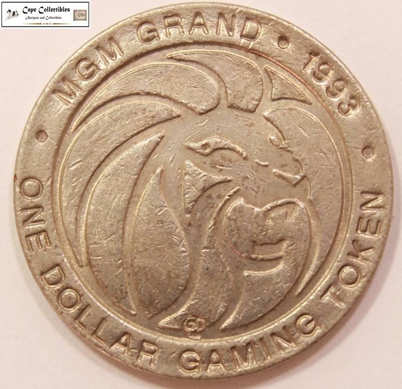 MGM Grand Las Vegas Nevada 1 Dollar Gaming Token 1993 Dina Coin Circulated