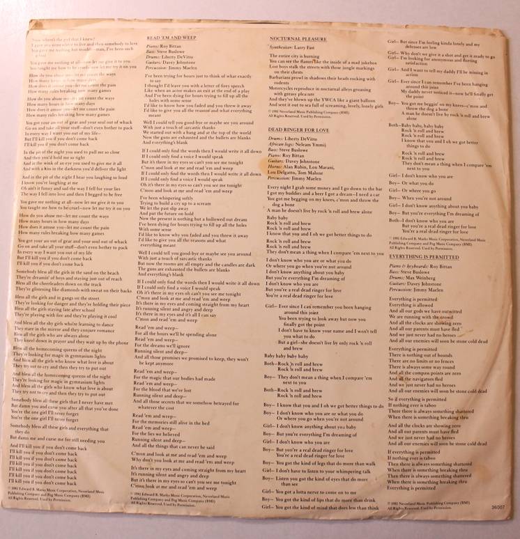 Meatloaf Dead Ringer Vinyl LP (No Cover)