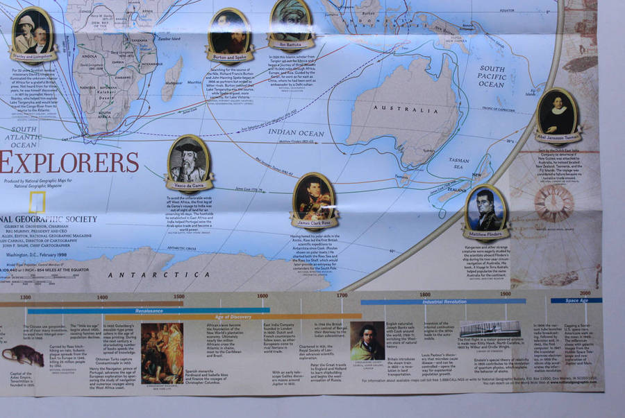 National Geographic Folded Map The Explorers February 1998