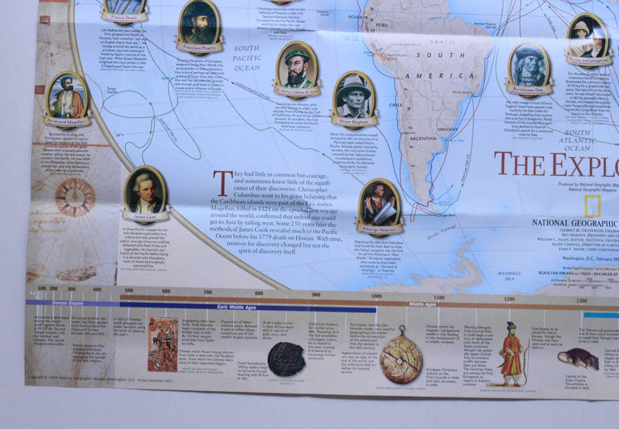 National Geographic Folded Map The Explorers February 1998