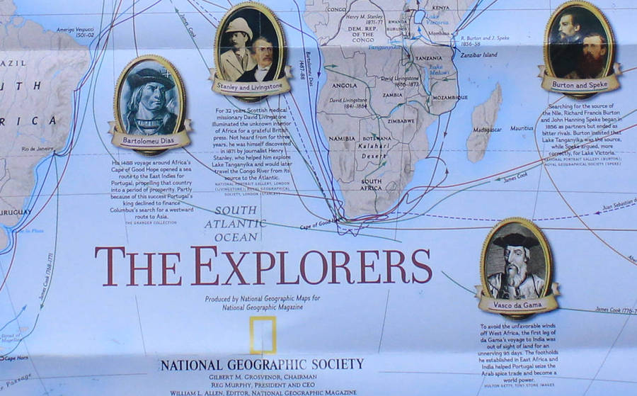 National Geographic Folded Map The Explorers February 1998